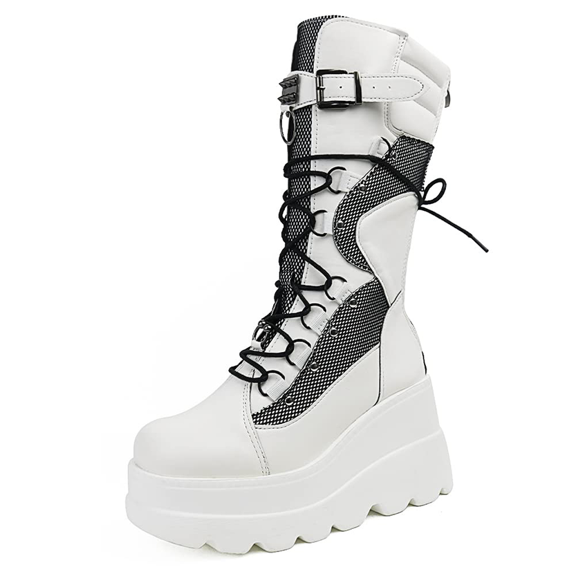 Funki Findz | Boots | Women's Goth Lace Up Platform Wedges