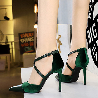 Funki Findz | Shoes | Women's Cross Strap Faux Suede Stilettos