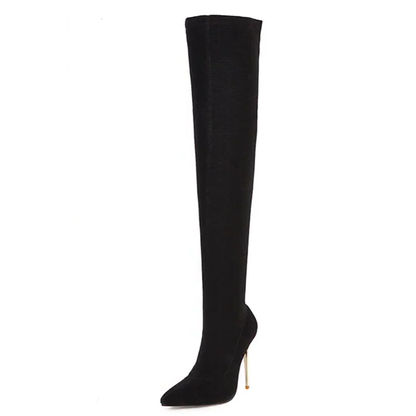 Funki Findz | Boots | Women's Cloth Leopard Print Stiletto Boots