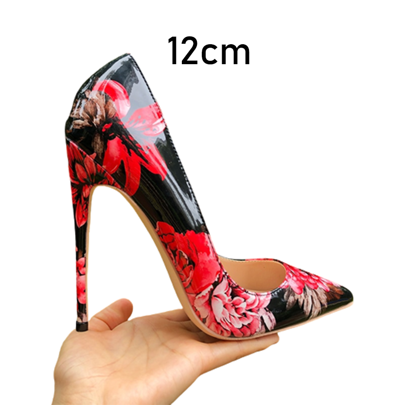 Funki Findz | Shoes | Women's Glossy Floral Print High Stilettos