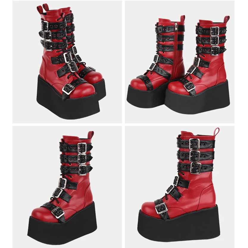 Funki Findz | Boots | Women's Gothic Buckle Strap Biker Boots