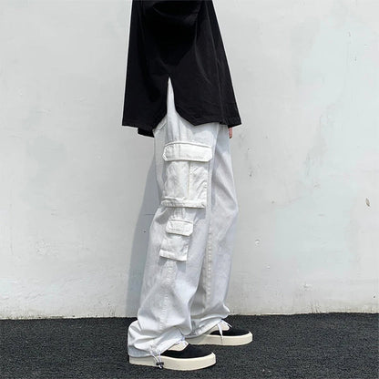 Funki Findz | Pants | Men's Loose Fit Long White Cargo Pants