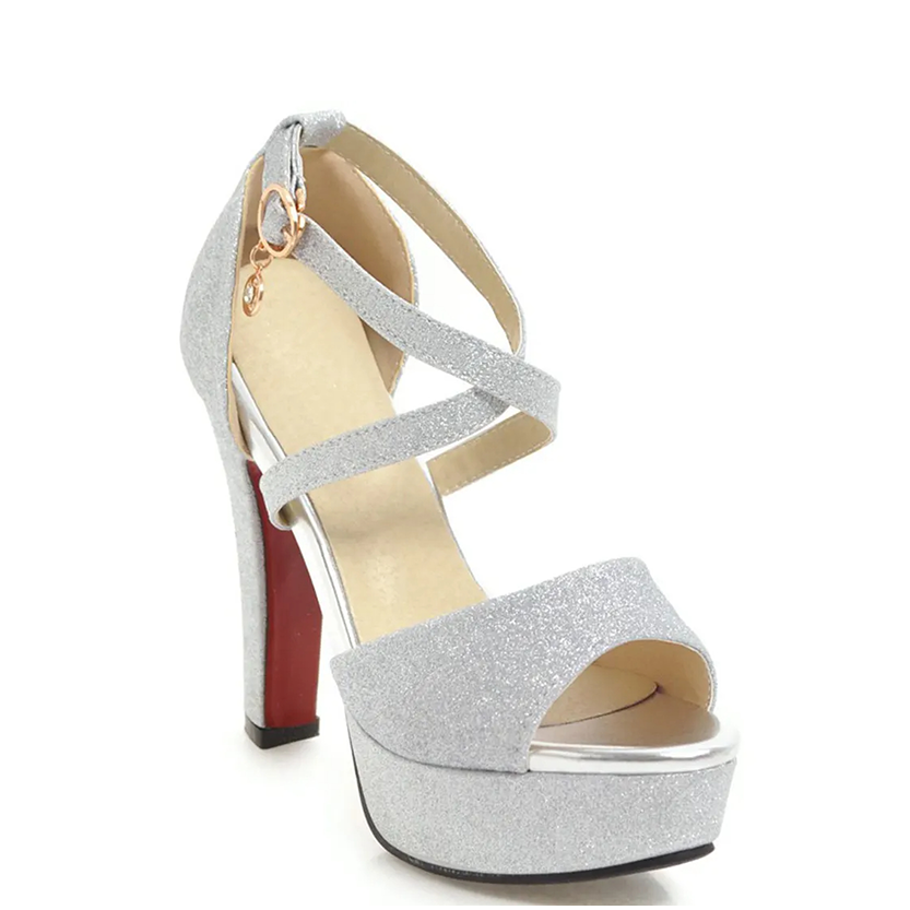 Funki Findz Shoes | Women's Sequin High Platform Sandals