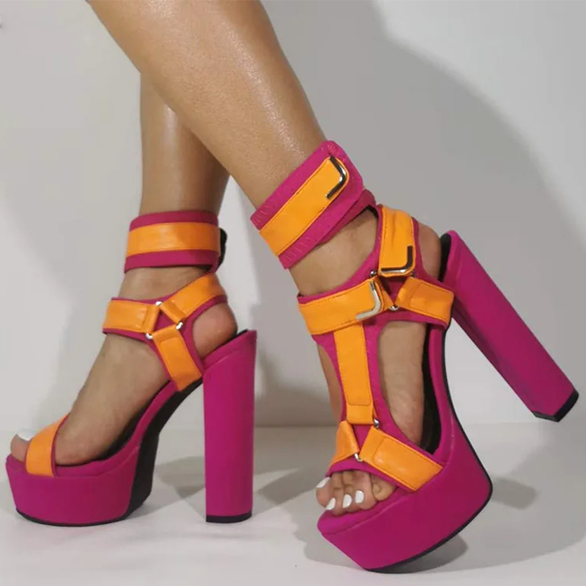 Funki Findz | Shoes | Women's Chunky Heel Strappy Sandals