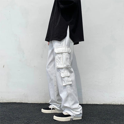 Funki Findz | Pants | Men's Loose Fit Long White Cargo Pants