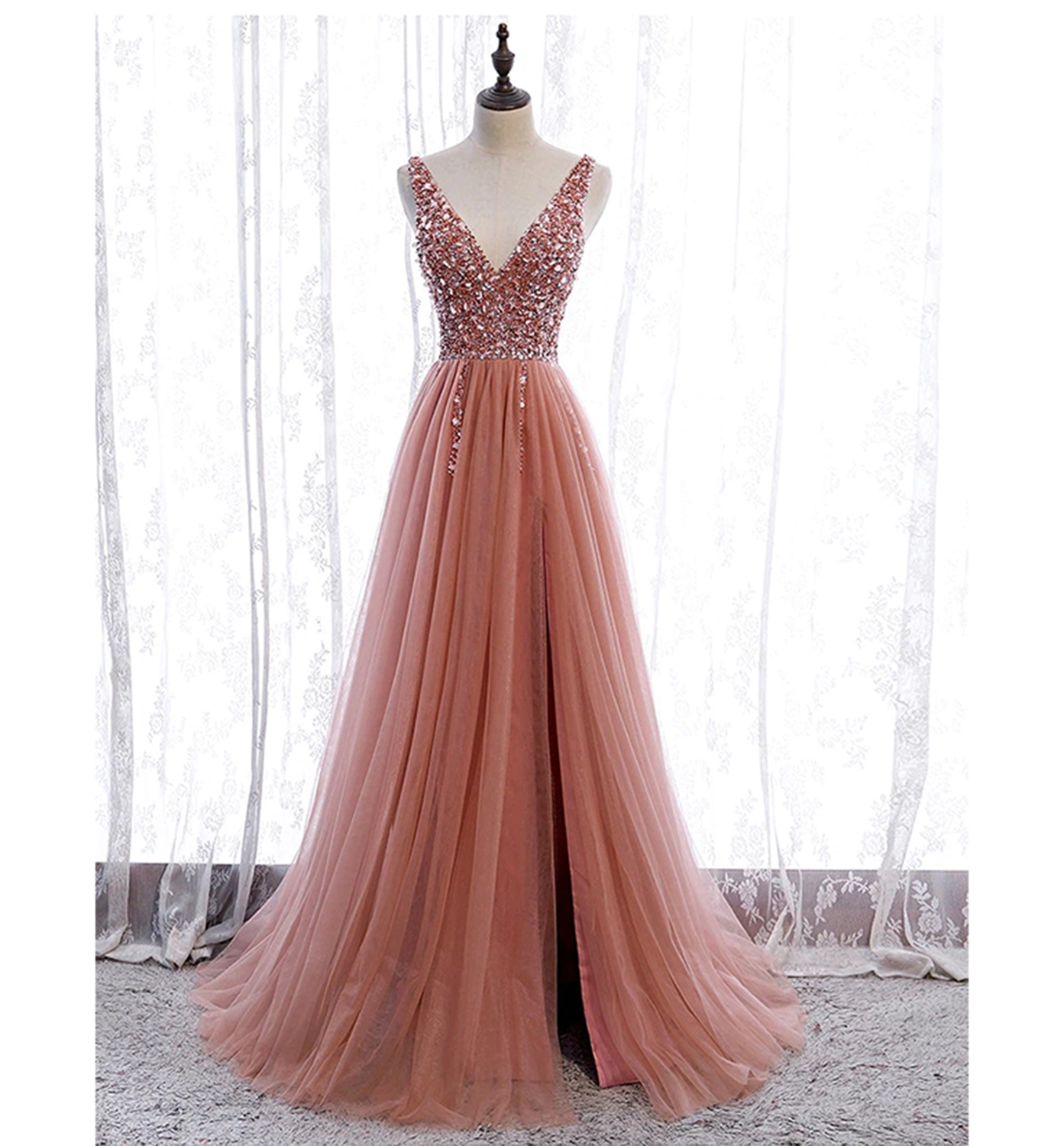 Funki Findz | Dresses | Women's Beaded  Evening Dress | Tulle