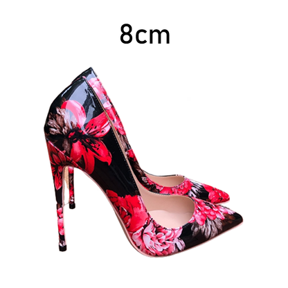 Funki Findz | Shoes | Women's Glossy Floral Print High Stilettos