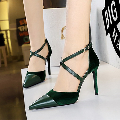 Funki Findz | Shoes | Women's Cross Strap Faux Suede Stilettos