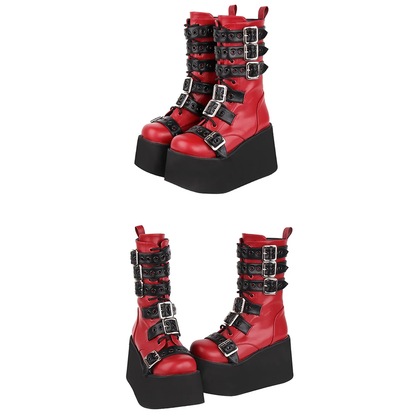 Funki Findz | Boots | Women's Gothic Buckle Strap Biker Boots