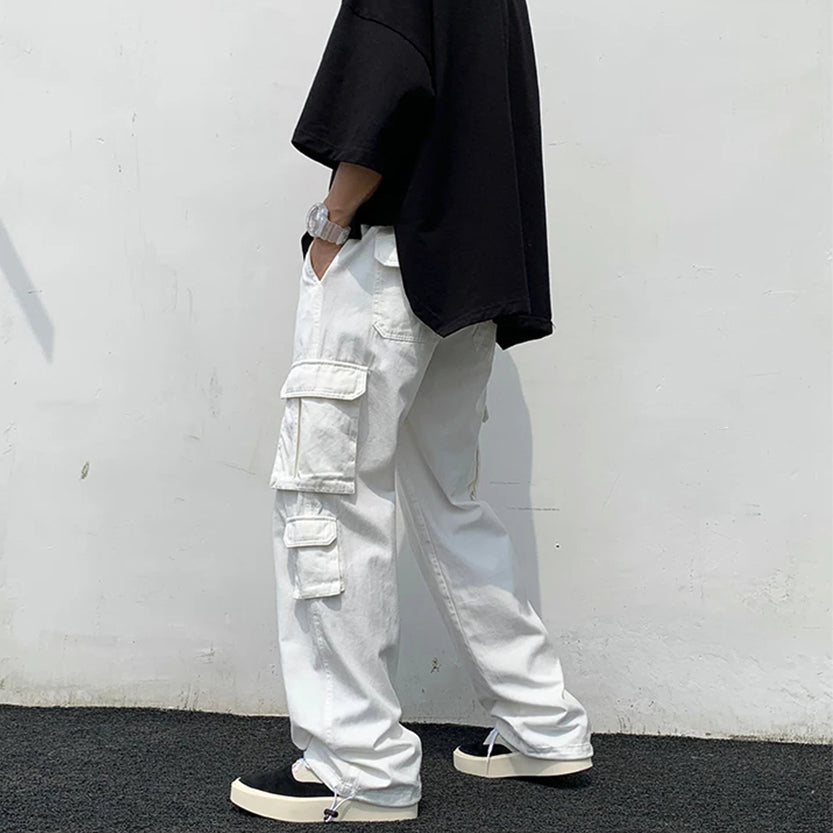 Funki Findz | Pants | Men's Loose Fit Long White Cargo Pants