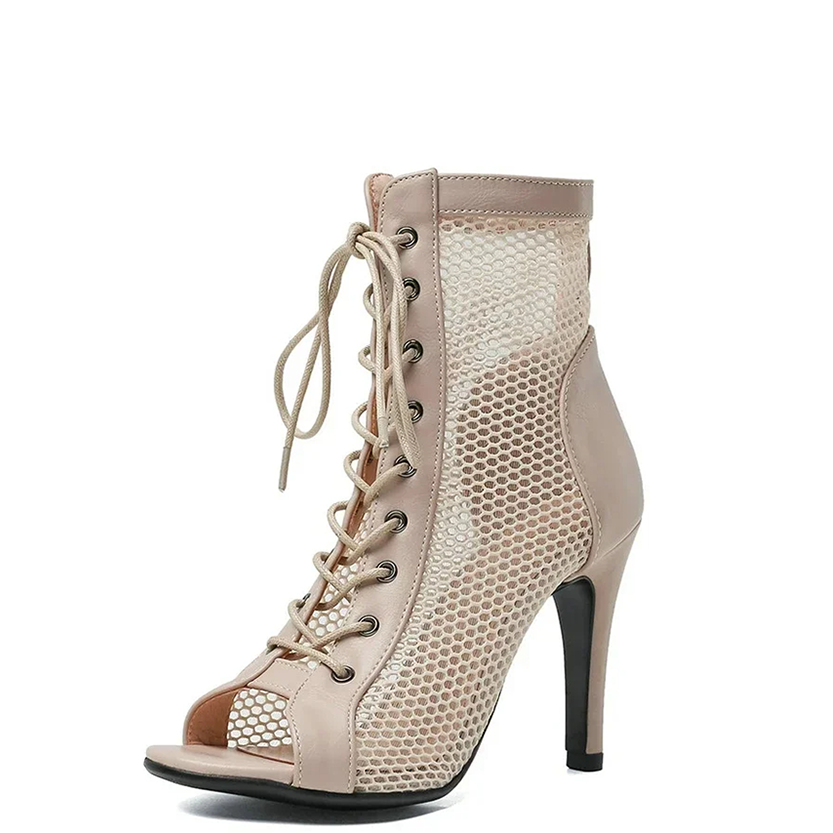 Funki Findz | Boots | Women's Mesh Peep Toe Stiletto Booties
