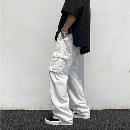 Funki Findz | Pants | Men's Loose Fit Long White Cargo Pants