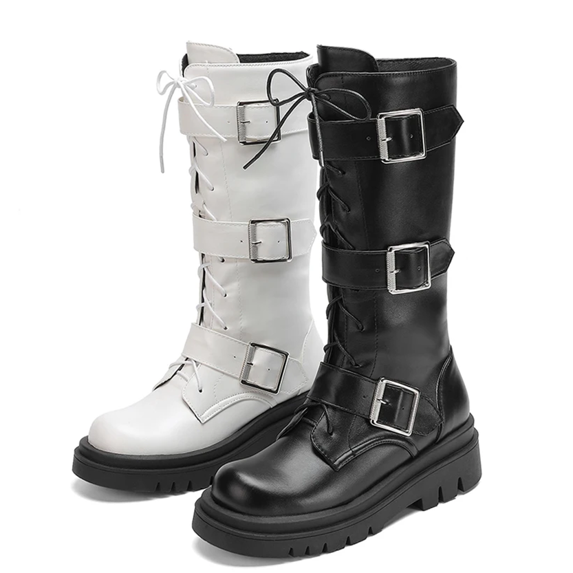 Funki Findz | Boots | Women's Punk Buckle Strap Wedge Boots