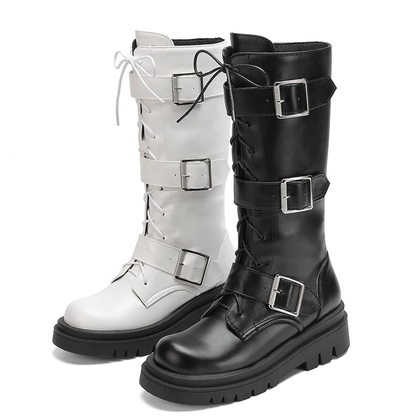 Funki Findz | Boots | Women's Punk Buckle Strap Wedge Boots