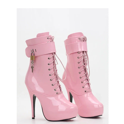 Funki Findz | Boots | Women's Padlock High Stiletto Ankle Boots