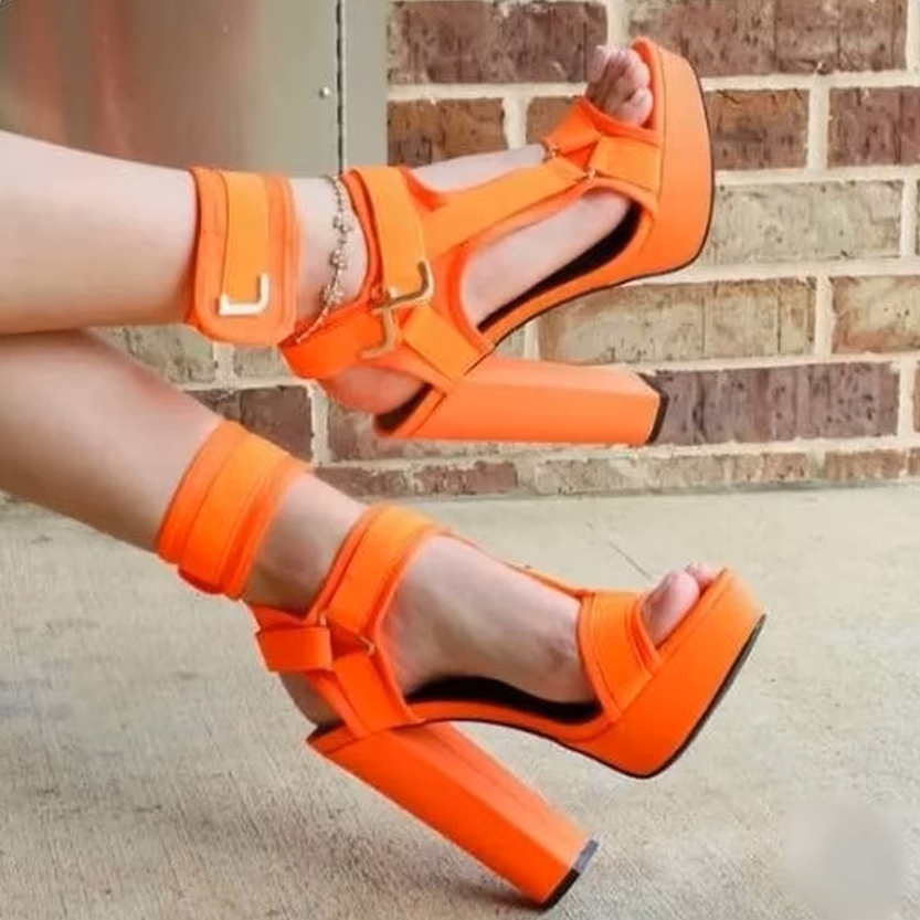 Funki Findz | Shoes | Women's Chunky Heel Strappy Sandals