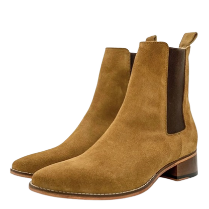 Funki Findz | Boots | Men's Suede Block Heeled Chelsea Boots
