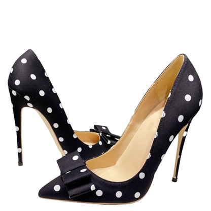 Funki Findz | Shoes | Women's Polka Dot Bowknot Satin Stilettos