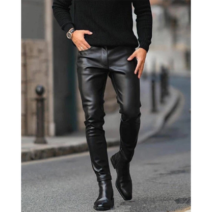 Funki Findz | Pants | Men's Faux Leather Fashion Biker Pants