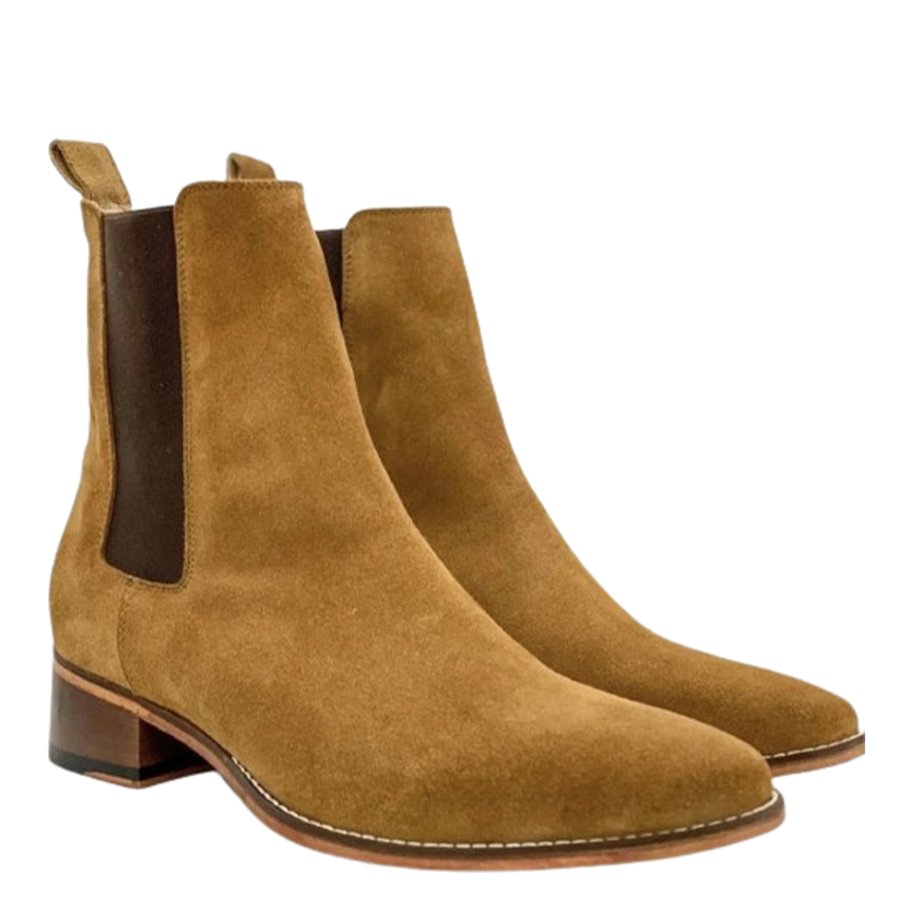 Funki Findz | Boots | Men's Suede Block Heeled Chelsea Boots