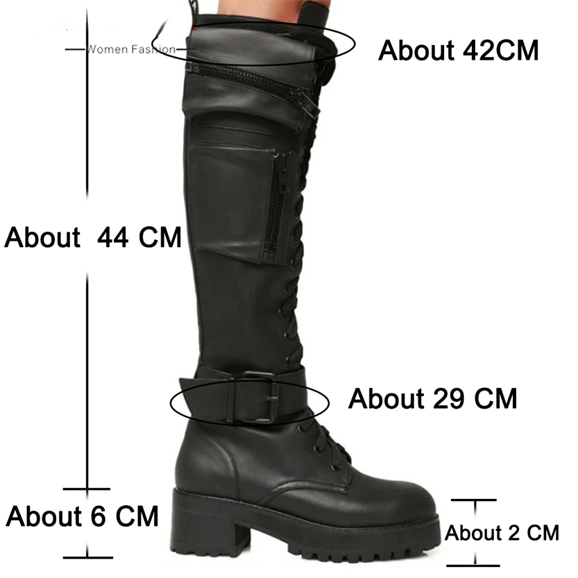 Funki Findz | Boots | Women's Knee High Goth Zip Pouch Boots