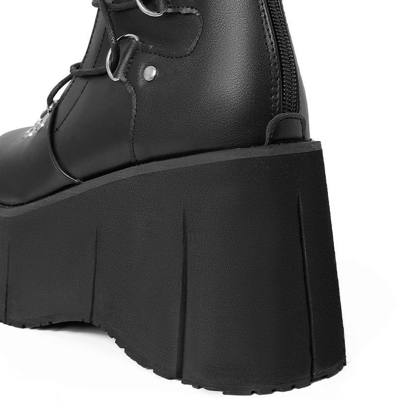 Funki Findz | Boots | Women's Goth Lace Up Platform Wedges