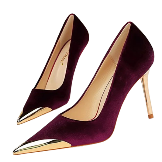Funki Findz | Shoes | Women's Velvet Stilettos Metal Toe Heel