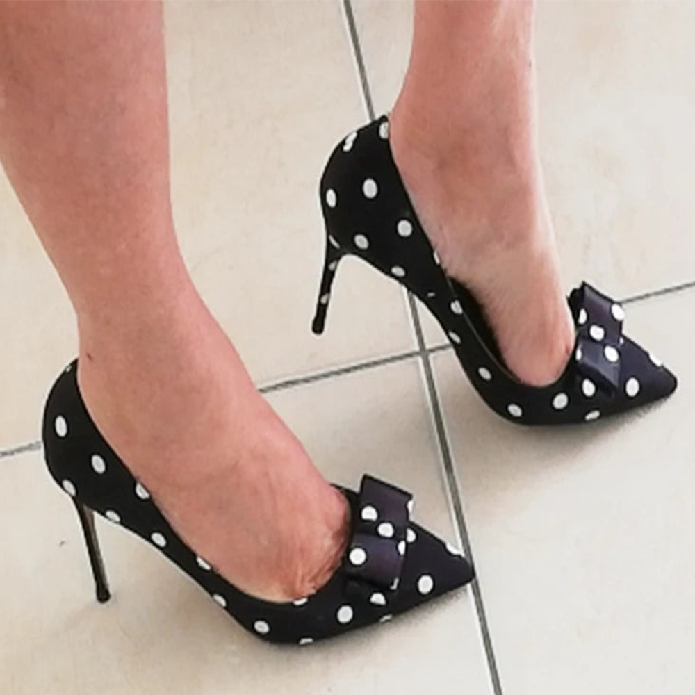 Funki Findz | Shoes | Women's Polka Dot Bowknot Satin Stilettos