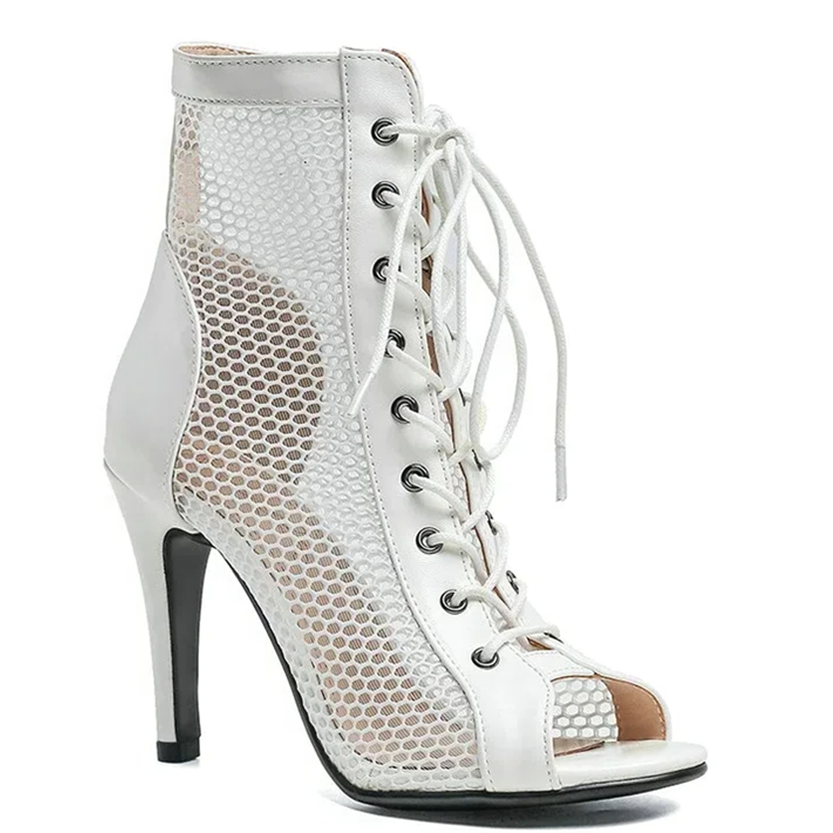 Funki Findz | Boots | Women's Mesh Peep Toe Stiletto Booties