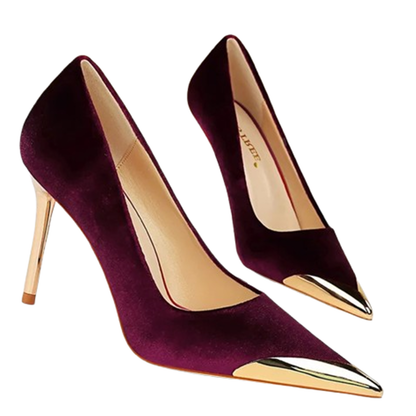 Funki Findz | Shoes | Women's Velvet Stilettos Metal Toe Heel