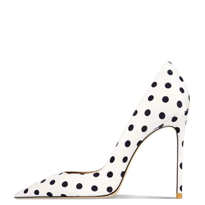 Funki Findz | Shoes | Women's Silk Polka Dot Pointed Toe Heels
