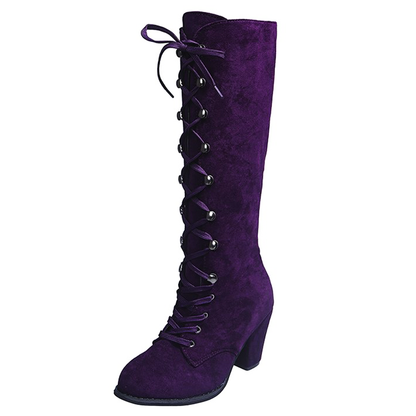 Funki Findz | Boots | Women's Suede Lace Up Steampunk Boots
