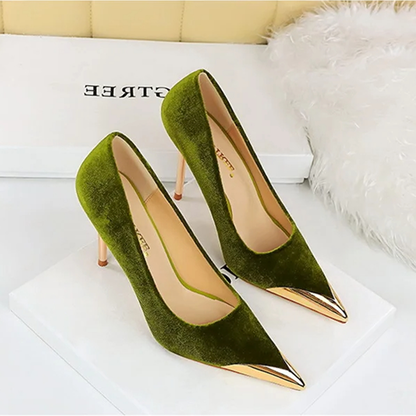 Funki Findz | Shoes | Women's Velvet Stilettos Metal Toe Heel