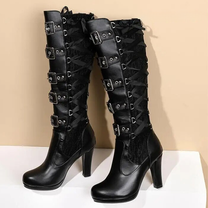 Funki Findz | Boots | Women's Ribbon Lace Up Platform Boots