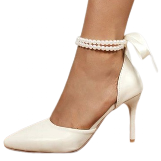 Funki Findz | Shoes | Women's Pearl and Satin Tie Bridal Shoes