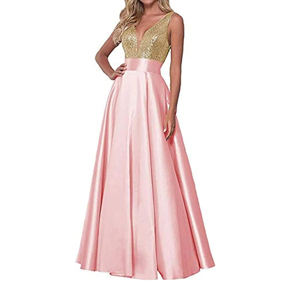 Funki Findz | Dresses | Women's Satin Sequin Evening Dress