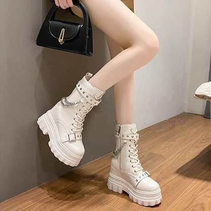Funki Findz | Boots | Women's Gothic Round Toe Chunky Boots