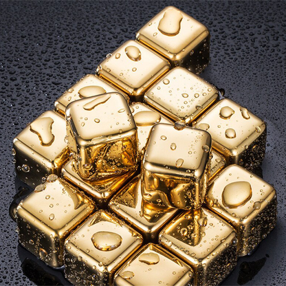 Funki Findz | Whisky Stones | Gold Stainless Steel Ice Cube Sets