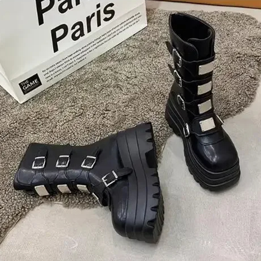 Funki Findz | Boots | Women's Gothic Metal Plate Platform Boots