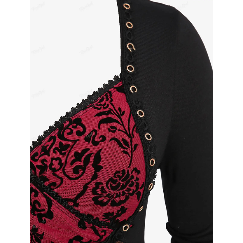 Funki Findz | Shirts | Women's Plus Floral Mesh Lace Up Shirts