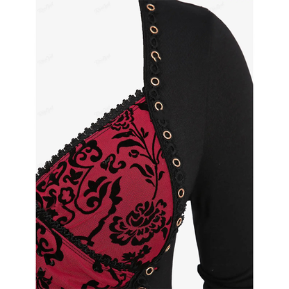 Funki Findz | Shirts | Women's Plus Floral Mesh Lace Up Shirts