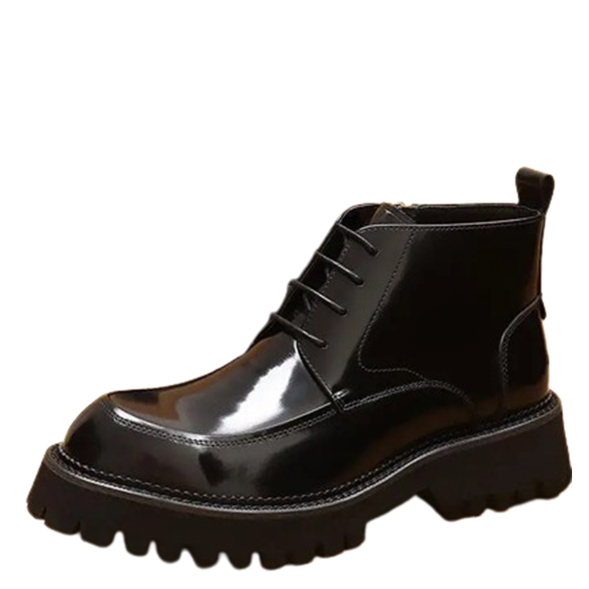 Funki Findz | Boots | Men's Leather Chunky Heel Dress Boots