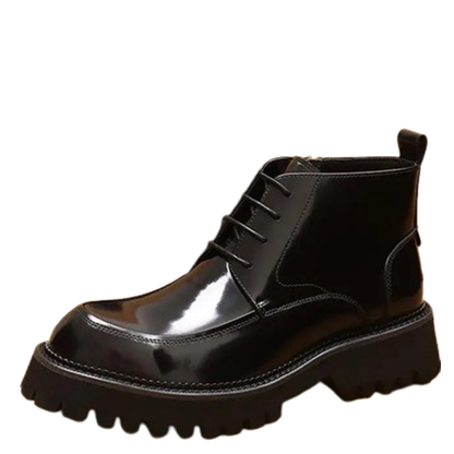 Funki Findz | Boots | Men's Leather Chunky Heel Dress Boots