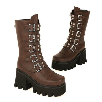 Funki Findz | Boots | Women's Platform Buckle Strap Wedges