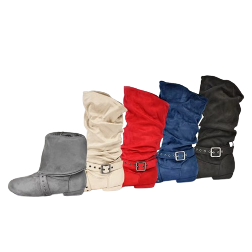 Funki Findz | Boots | Women's Faux Suede Mid-Calf Flat Boots