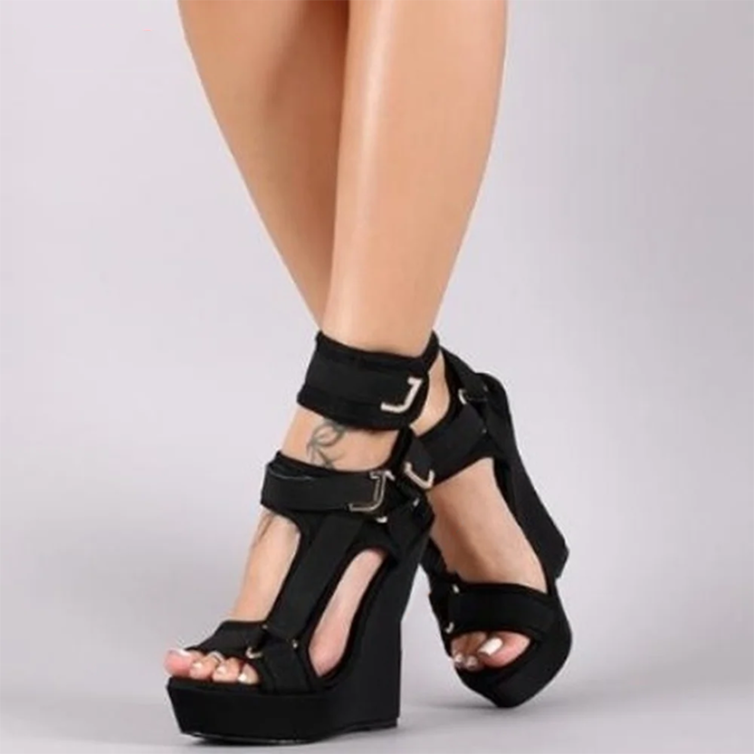 Funki Findz | Shoes | Women's High Buckle Strap Wedge Sandal