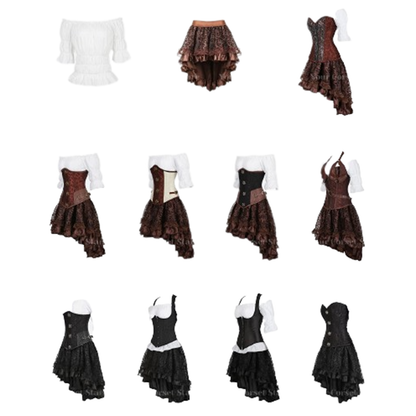 Funki Findz | Dresses | Women's Steampunk Top Corset Skirt Set