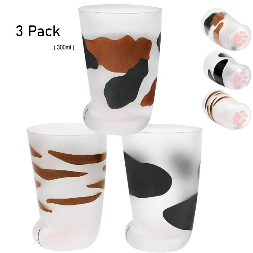 Funki Findz | Glasses | Cat Paw Frosted Glass Cup Sets