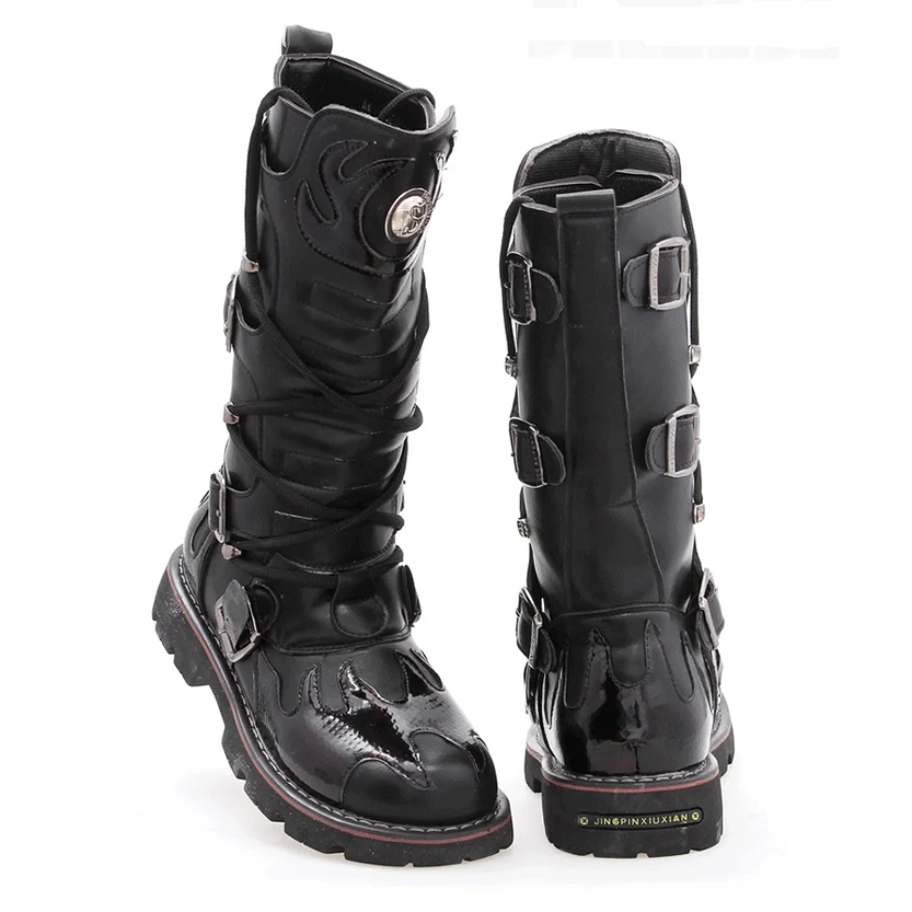 Funki Findz | Boots | Men's Knee-High Combat Motorcycle Boots