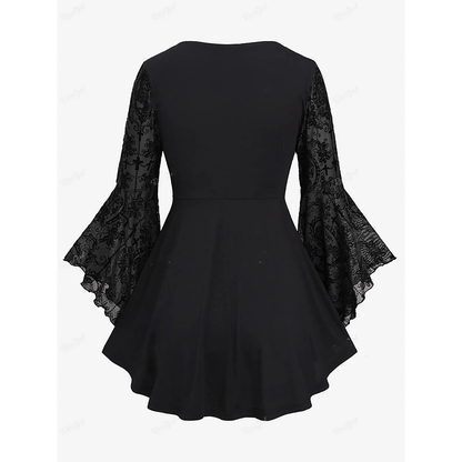 Funki Findz | Shirts | Women's Gothic Punk Floral Lace Up Top